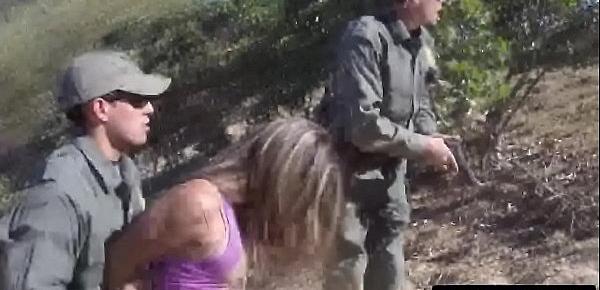  Magnificent blonde bitch slammed hard at the border by patrol guy